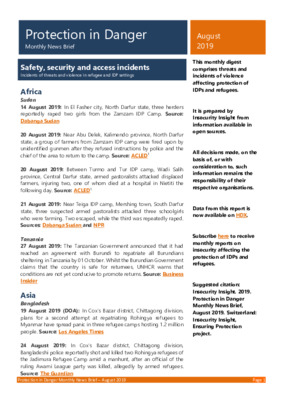  Protection in Danger August 2019 | Monthly News Brief