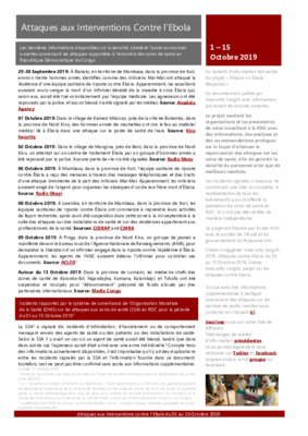 1-15 October 2019: Bulletin D'Alerte Attaques aux Interventions Contre l’Ebola